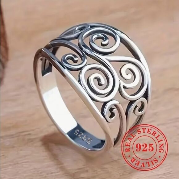 🩶 NEW 925 Sterling Silver Filigree Swirl Design Ring 🩶 - Picture 2 of 6